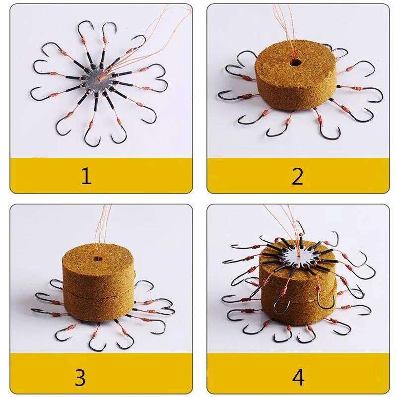 2Pcs/lot Fishing Flap Explosion String Hook Prevent Winding Line with Hose 12 Carbon Steel Hooks Carp Fishhook Z260128