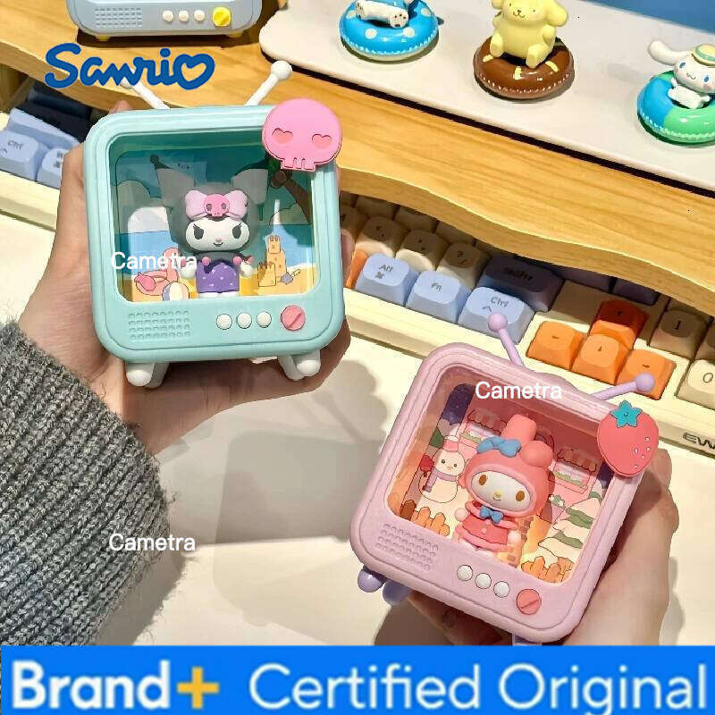 Sanrio Cute Hellokitty Kuromi My Melody Tv Series Glow Blind Box Cartoon Kitty Collectible Figurines Table Decoration Surprise Gifts H260128