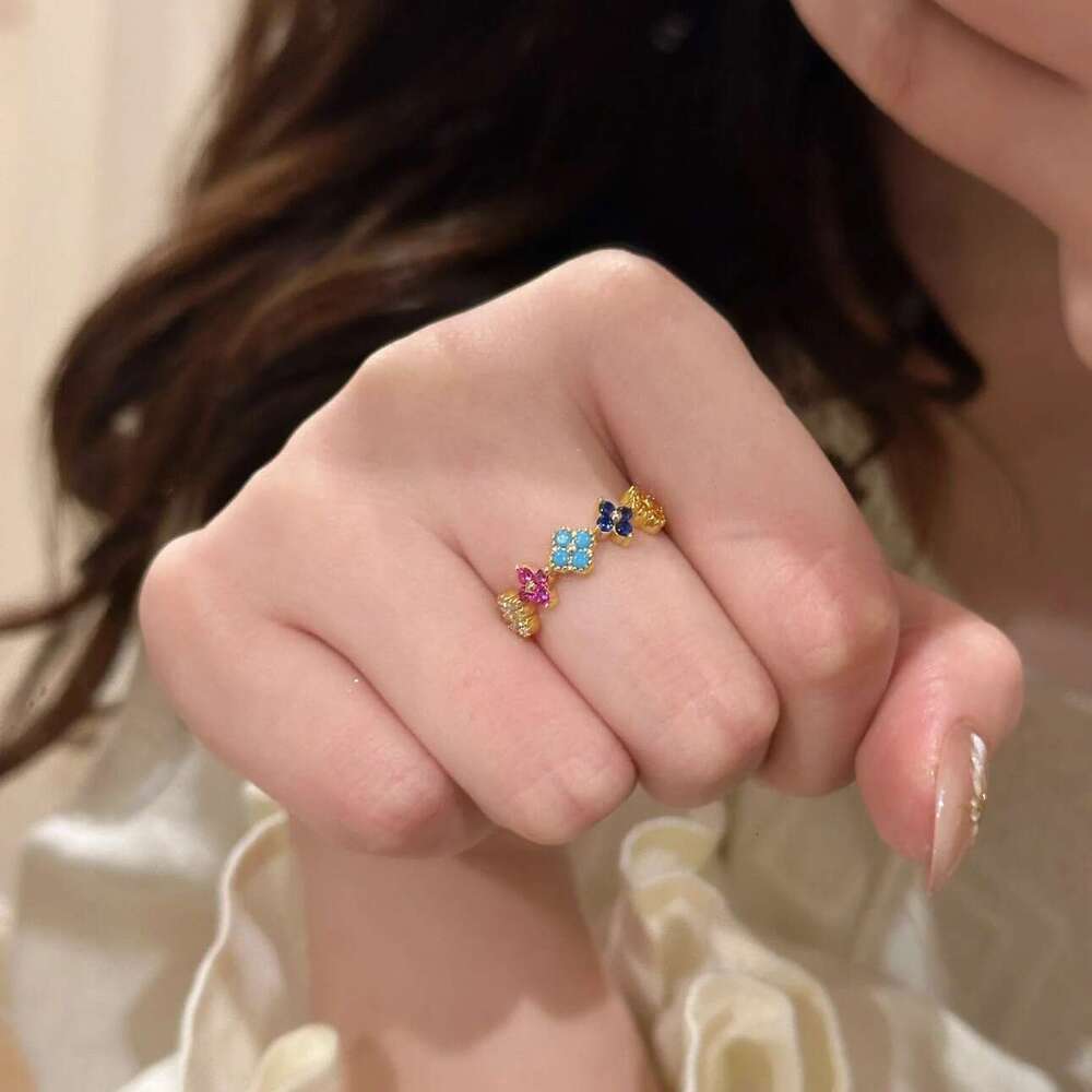 Flower Ring Rainbow Enamel Jewelry Suitable for Daily Wearing