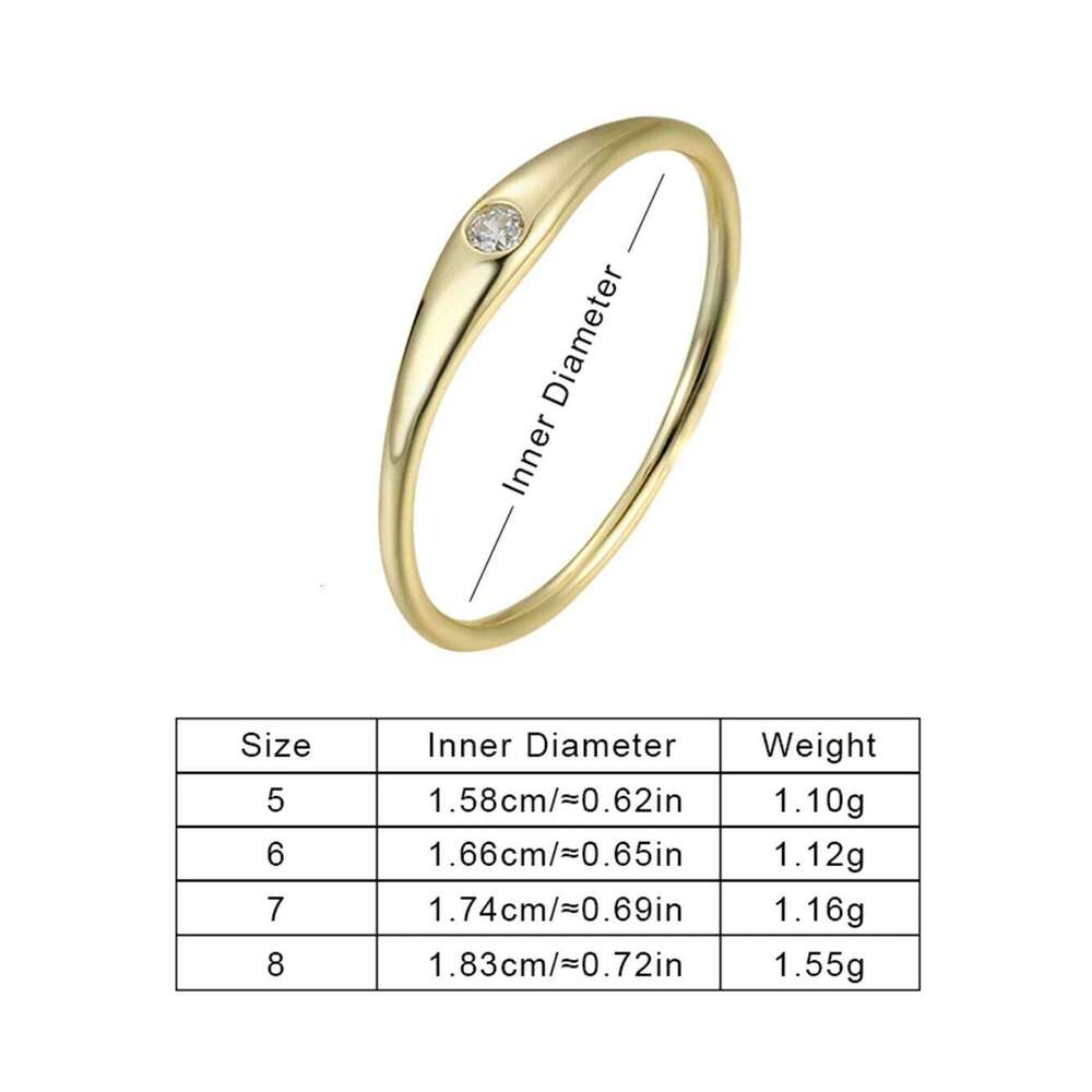 Simple Fashion sterling silver 925 jewellery ring fine Plain Single Zircon Finger rings jewelry women Gold Plated XJ260127
