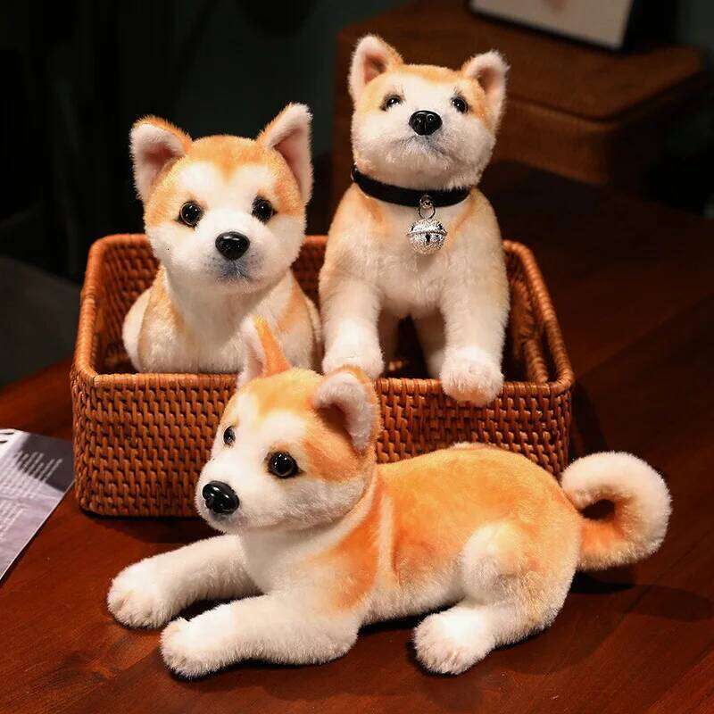 Lifelike Akita Dog Stuffed Animal Plush Toy Cute Simulation Puppy Shiba Inu Fluffy Appease Baby Doll Birthday Gifts For Children Y260128