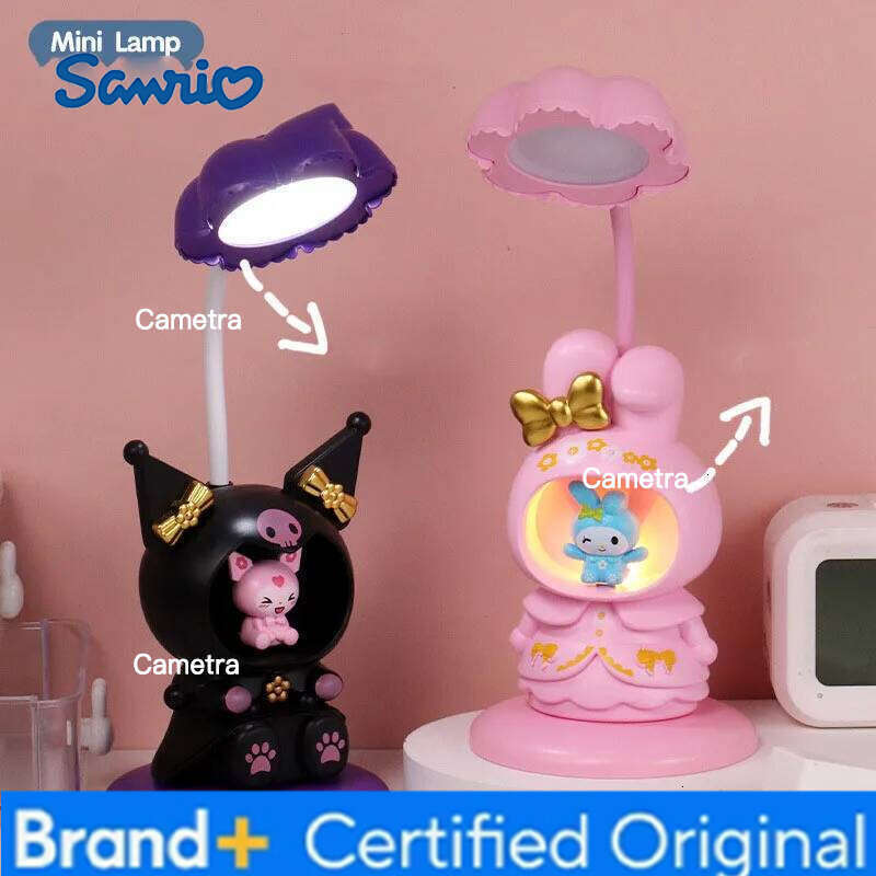 Sanrio Cartoon Anime Bedroom Desk Cinnamoroll Kuromi Melody Action Model USB Luminous lamp Decoration Children Gift H260128