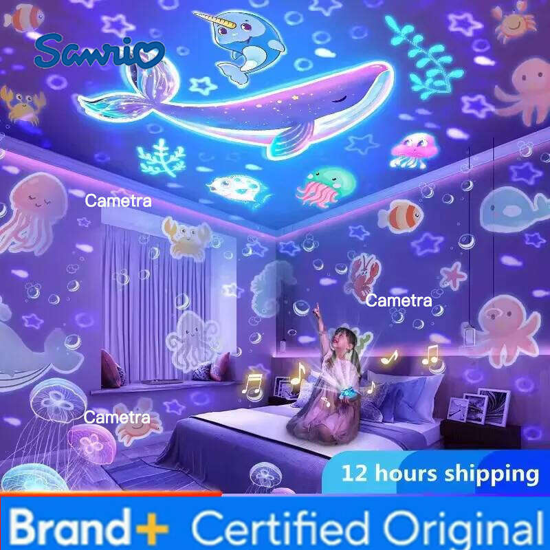 Sanrio Moon Bunny Dream Projector Night Light Lamp 360 Degree Rotation 21 Projection Patterns Nighlight For Kids Adult's Gift H260128