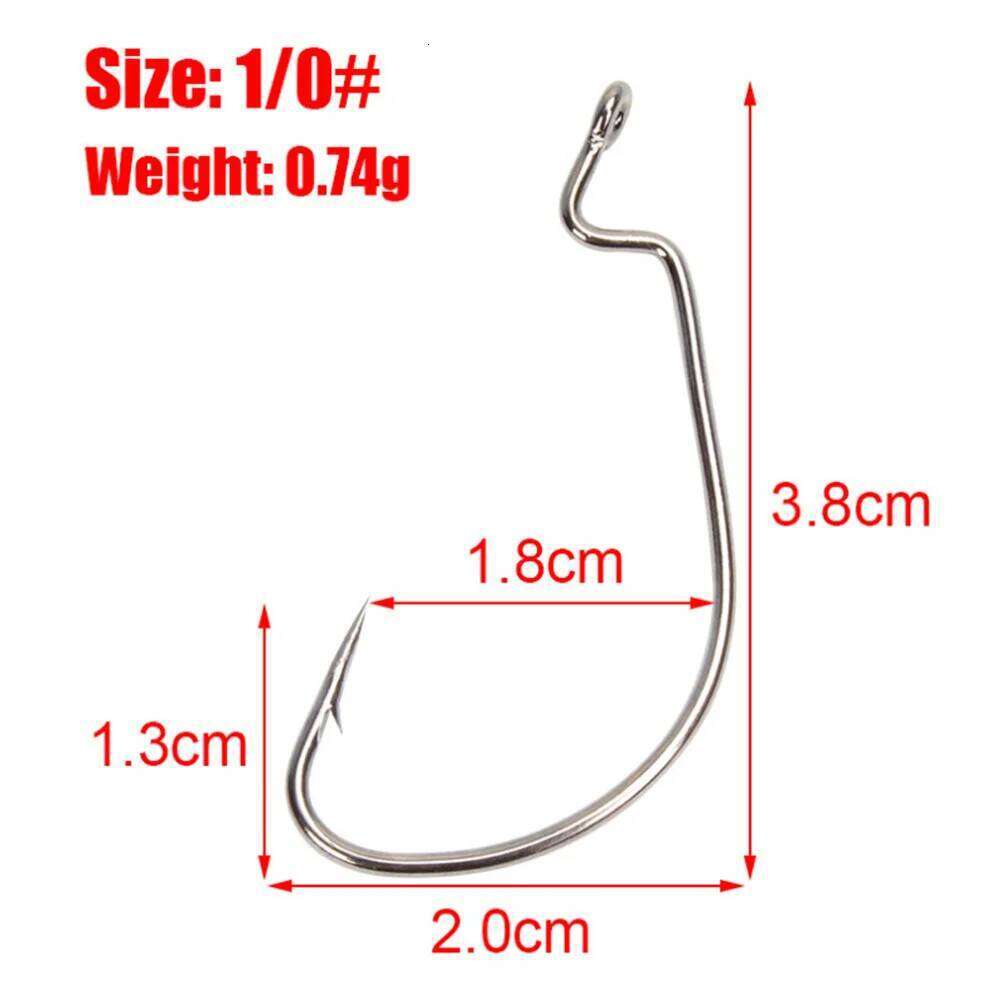 10pcs/lot Black Jig Hook High Carbon Steel Wide Crank Offset Fishhook For Soft Worm Lure Barbed Bass Fishing Accessories Z260128