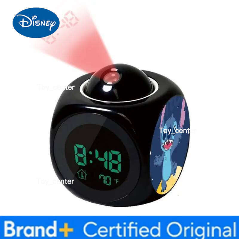 Disney Stitch Digital Alarm Clock LCD Projector Cartoon Temperature Time Date Projection Display Anime Desk Decoration Timer H260128