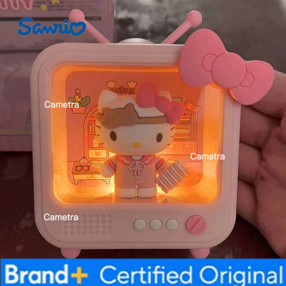 Sanrio Hello Kitty Cute TV Channel Series Emit Light Ornament Bedroom Night New Personality Originality Modeling Lamp H260128