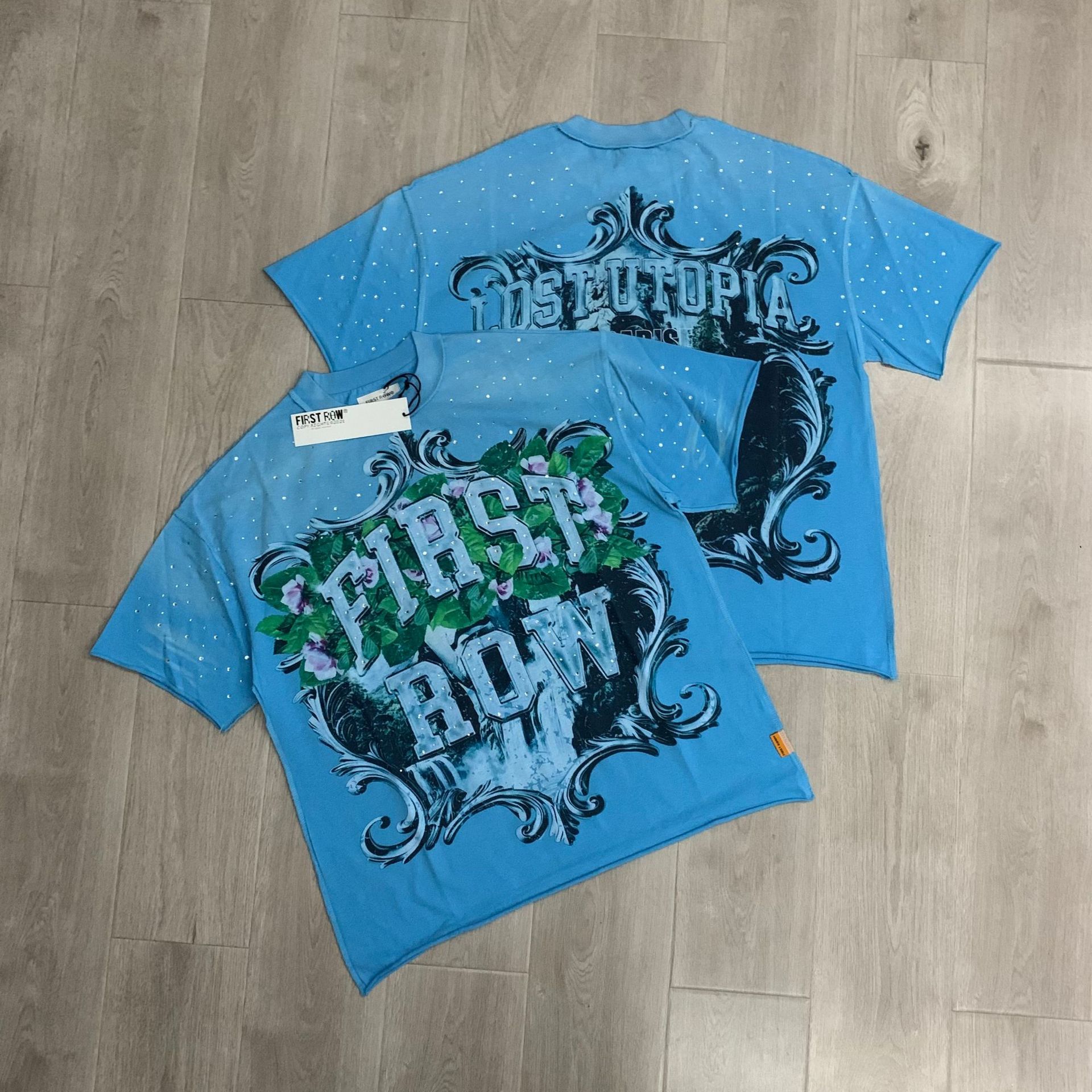 Men's T-shirts FIRST ROW High-end Cotton Short Sleeves Graphics Street Hip-hop Gothic Summer Prints Harajuku Short-sleeved Cotton Oversized Vinta