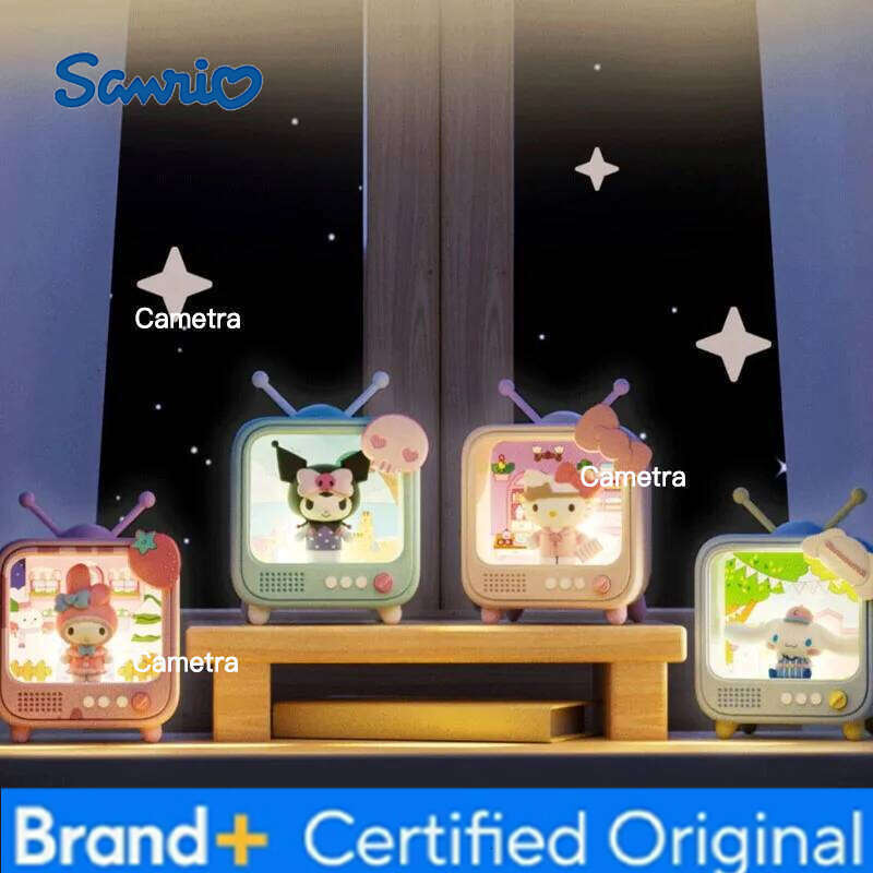 Sanrio Ornament Cute Tv Set Shape Hellokitty Kuromi Luminous Figurine Ins Korean Cartoon Anime Nightlight Friend Birthday Gift H260128