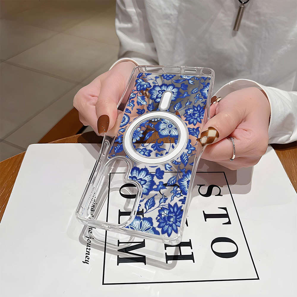 Magnetic Acrylic Samsung S23Ultra Transparent Phone Blue S25 Protective Case Advanced S24 Anti-fall S22+ S260128