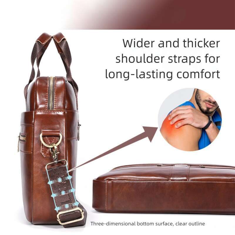 Luxury Shoulder Bags Captain Cow Genuine Leather Men S Business Briefcase Retro Top Layer Cowhide Crossbody Handheld Laptop Bag SENYY