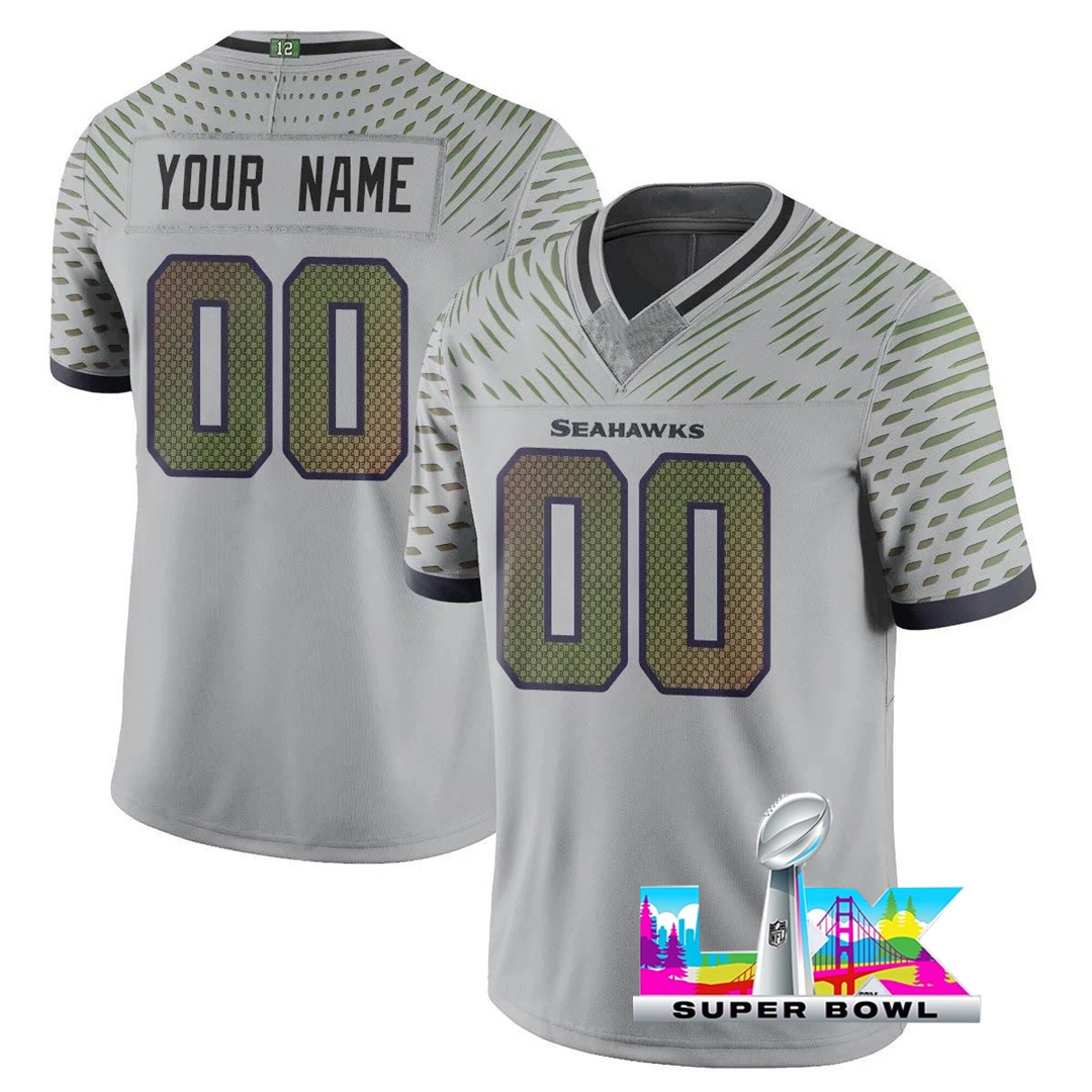 2026 Seahawkss Super Bowl LX Jaxon Smith-Njigba Devon Witherspoon Cooper Kupp Jake Bobo Warren Moon DK Metcalf Kenneth Walker III Kenny Easley Custom 