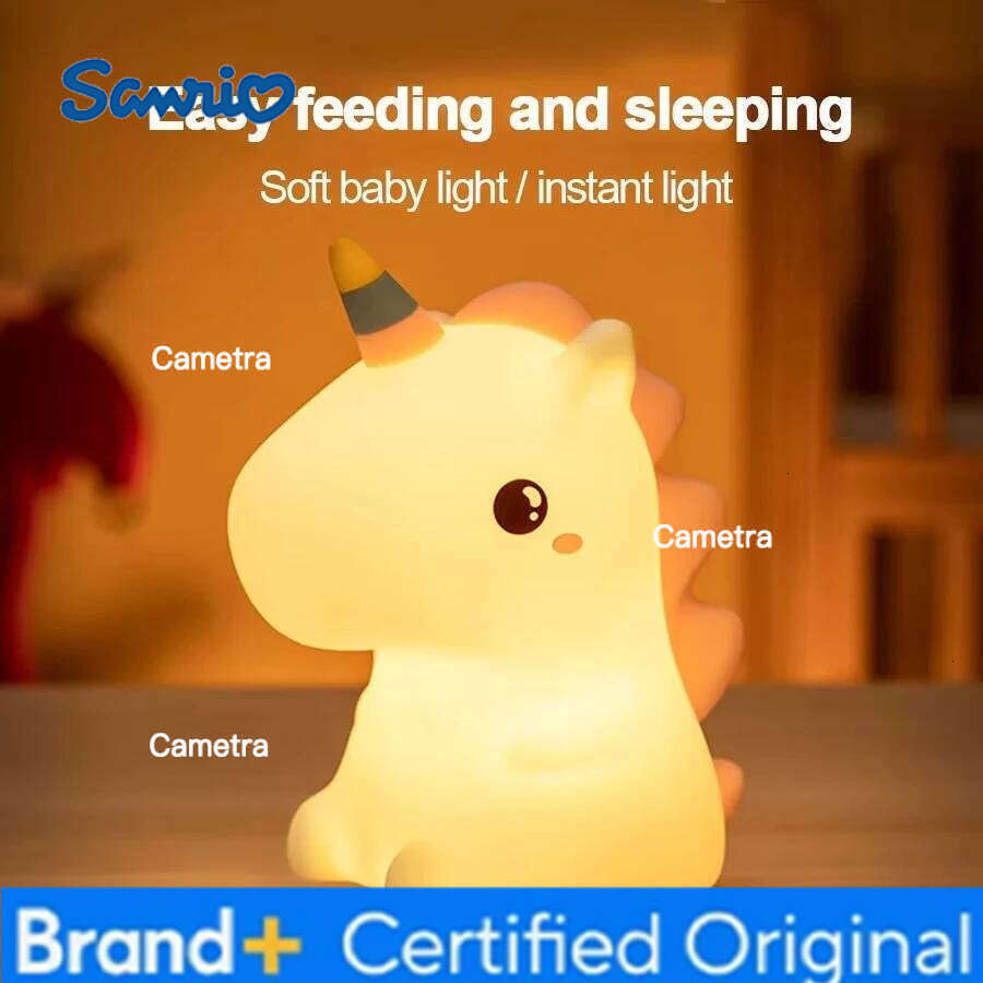 Sanrio Unicorn Cute Silicone LED Light For Kids Children USB Rechargeable Cartoon Animal Bedroom Decor Touch Night Lamp for Gifts H260128