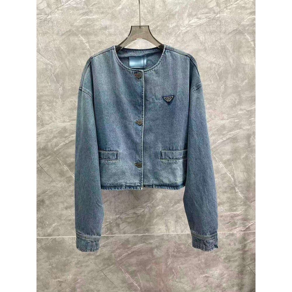 Jacket women jeans denim jacket jeans Designer retro women's round neck short new denim spring design jacket casual coat top jeans jacket