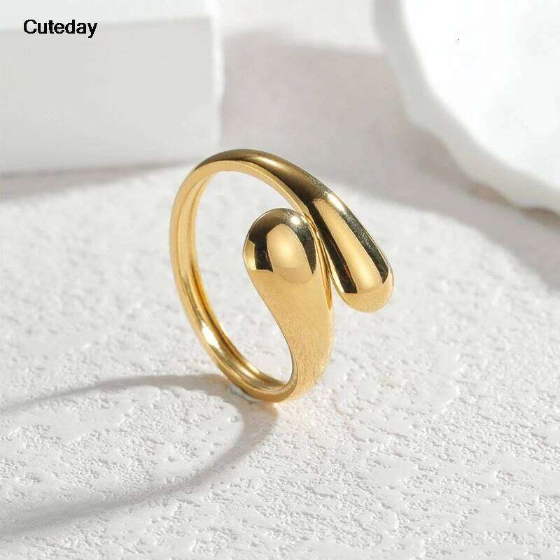 Stainless Steel Geometric Ring Gold Plated Waterproof Fashion Jewelry Unisex 2023 NEW XJ260127