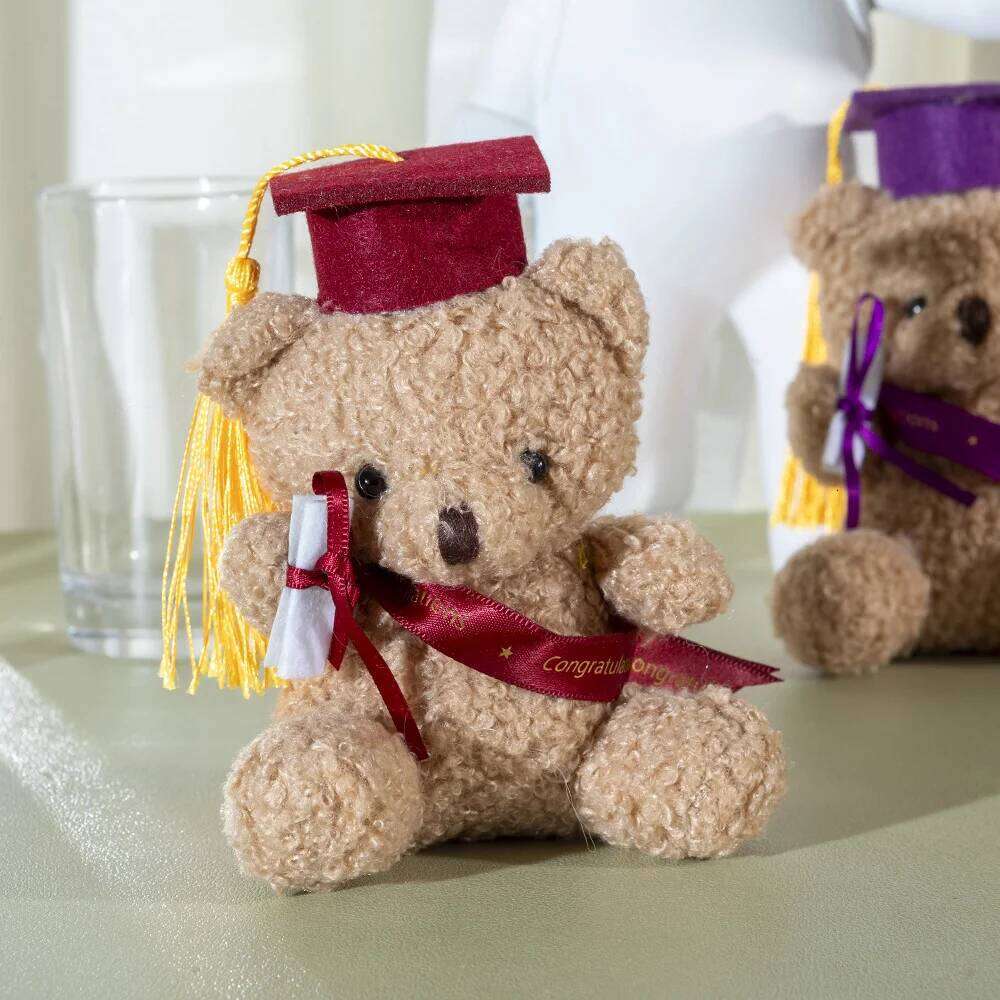 12cm/4.72in Doctor Bear Plush Toy Stuffed Animal with Cap & Gown Cute Educational Gift for Students Kids Graduation S Y260128