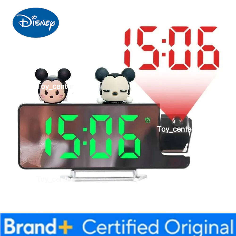 Disney Mickey Date/Temperature Display Alarm Brightness Projector Ceiling Clock 180 Rotating Projection H2601281