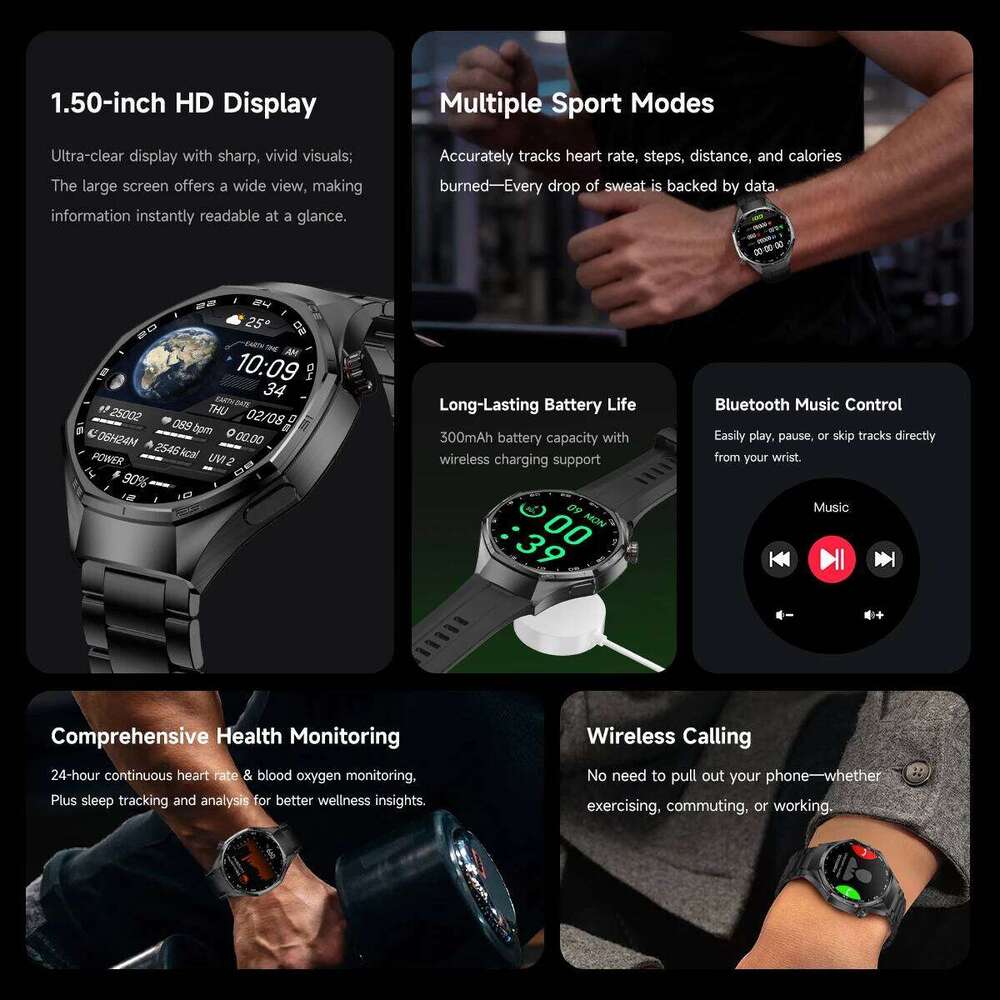 2025 New GT6 Pro Smart Watch HD AMOLED Screen NFC GPS Tracker Bluetooth Call Waterproof Sports Health Smartwatch Men Women X260128