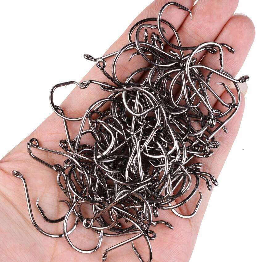 20pcs/box Offset Circle Carp Fishhook Jig Big Barbed Hook High Carbon Steel Fishing Hooks Tackle Z260128