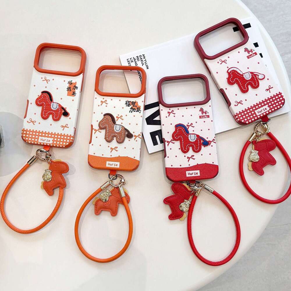 Suitable for iPhone 17/16 Phone Embroidered Pony 15 Pro Max New Pendant Huawei Mate 80 Case S260128