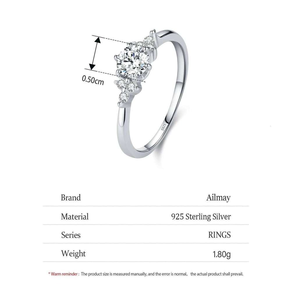 Ailmay Exquisite 100% 925 Sterling Silver Round Clear Zircon Ring For Women Romantic Wedding Jewelry XJ260127