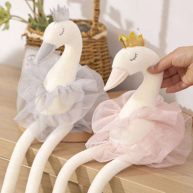 40/60CM Beautiful White&Pink Color Skirt Plush Toy Cute Cartoon Soft Pillow Stuffed Swan Doll Grils Birthday Gifts Home Dec Y260128
