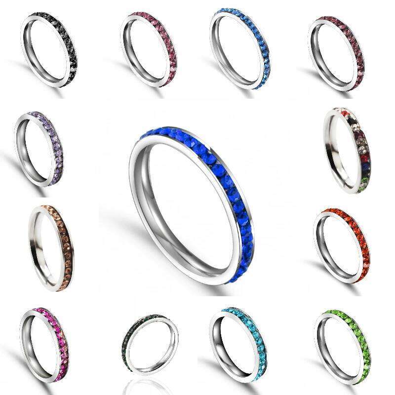 QianBei-Rose Stainless Steel Ring for Women, CZ Stones, Elegant Wedding Band, Female Alliance Jewelry, Party Gift XJ260127