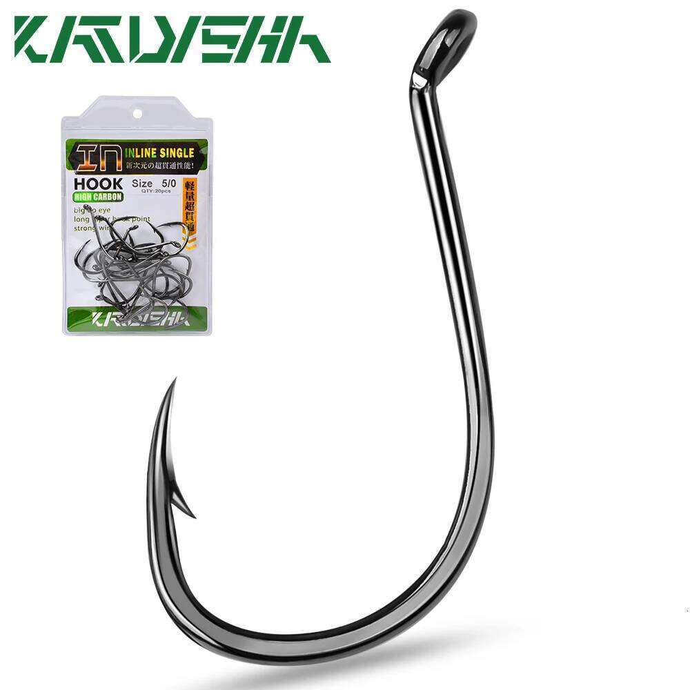 KATYUSHA 100PCS J Hooks 1/0-2/0-3/0-4/0-5/0# Barbed Octopus Fishing Hook High Carbon Steel Offset Fishhooks Black Color Pesca Z260128