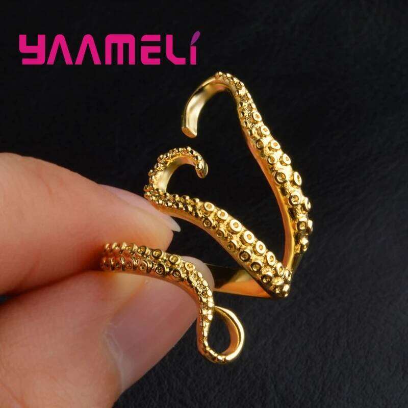 High Quality Punk Style 925 Sterling Silver Rings For Women Men Party Jewelry Cool Octopus Finger Accessories 2 Colors XJ260127