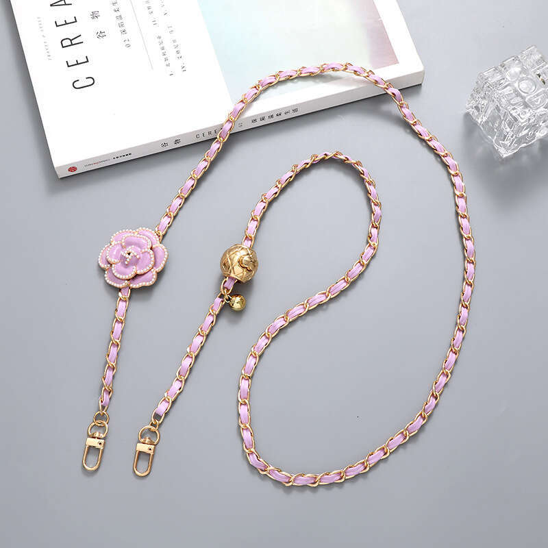Camellia Crossbody Bag Chain Adjustable Strap Leather Pendant Hand-Woven Replacement Chain