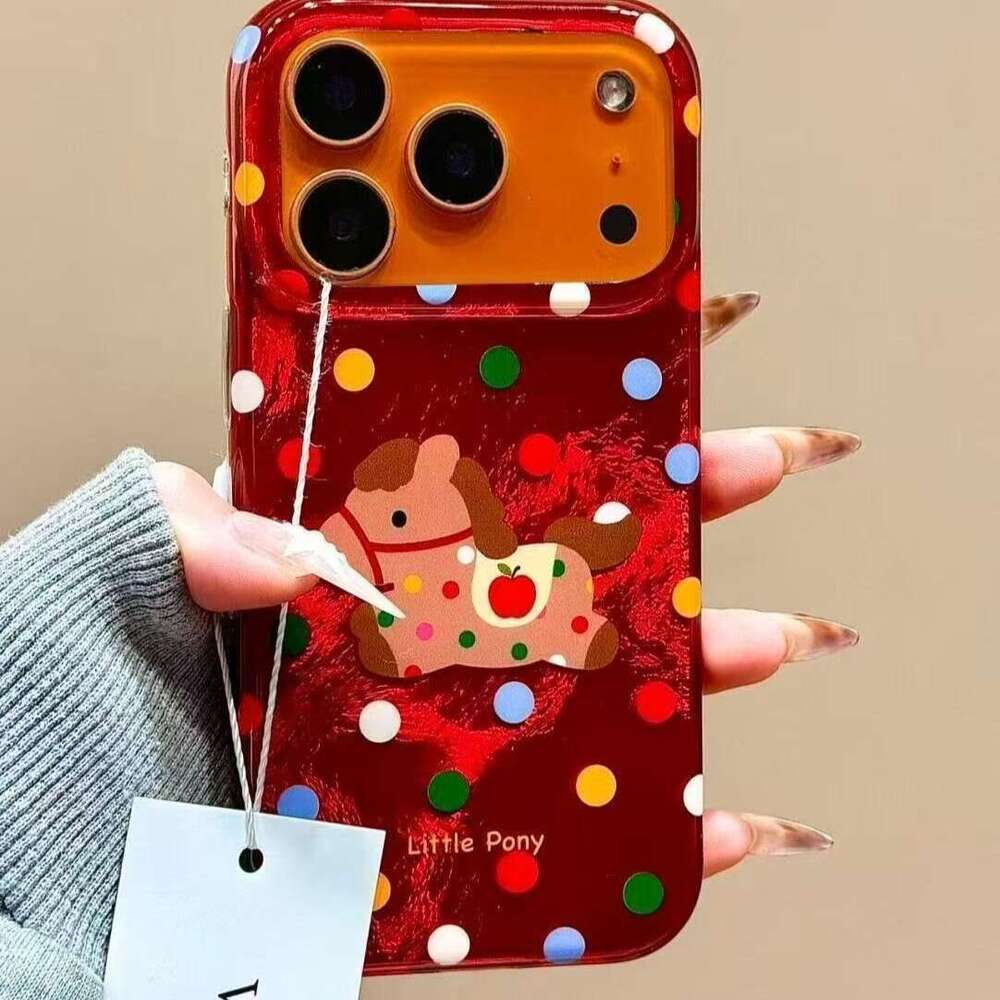 Pony Pendant Year Colorful Polka Dot Compatible with iPhone 17 Pro Max Red Phone Case New Model 16/15/14 S260128