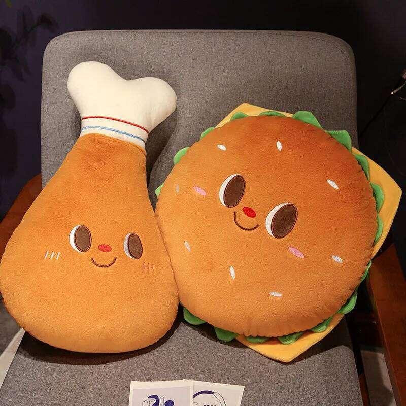 Fried Chicken Burger Toy Super Soft Filled Plush Pillow Delicious Food Toys For Kids Christmas Halloween Holiday Gifts Y260128