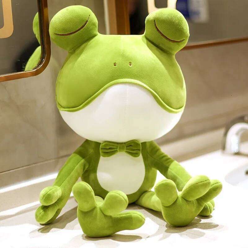 1pcs35cm cute frog pillow funny plush toy ragdoll sleeping hug doll children's birthday gift Y260128
