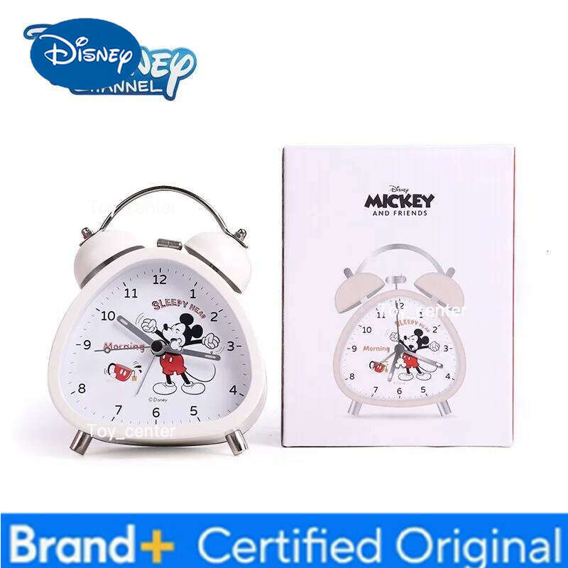 Disney Alarm Mickey Elsa Cartoon Triangle Metal Silent Night Light Dual Pointer Rings The Bell Wake Up Clock Bedroom H260128