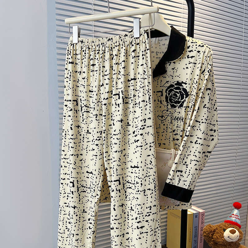 Homewear designer pajamas women long sleeve shirt Japanese Style Spring Autumn New High-End Camellia Print Loose Plus Size Slimming Long Sleeve Lounge