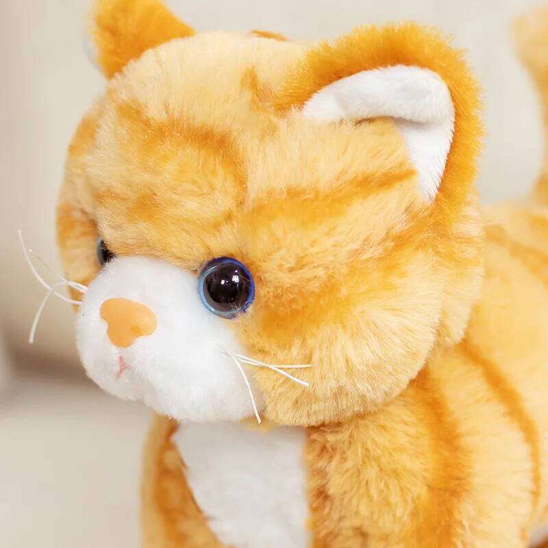 20cm Stuffed Plush Toy Simulation American Shorthair Cute Ginger Cat Pet Toys Lifelike Christmas Birthday Gifts Home Dec Y260128