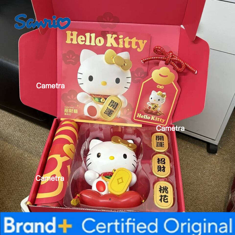Sanrio Kawaii Hellokitty Lucky Cat Ornaments Lights Children'S Trend Toy Decorations Girls' Birthday New Year Christmas Gifts H2601281