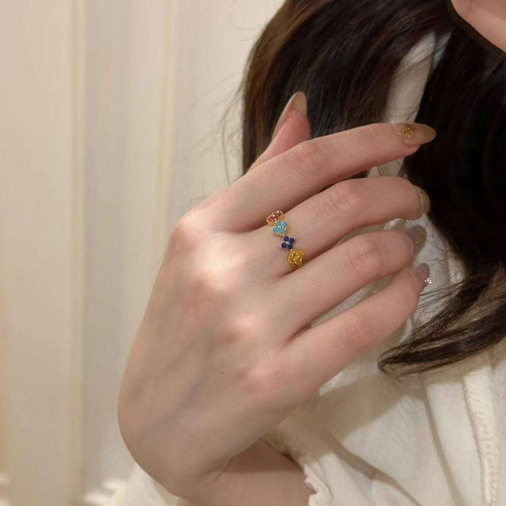 Flower Ring Rainbow Enamel Jewelry Suitable for Daily Wearing