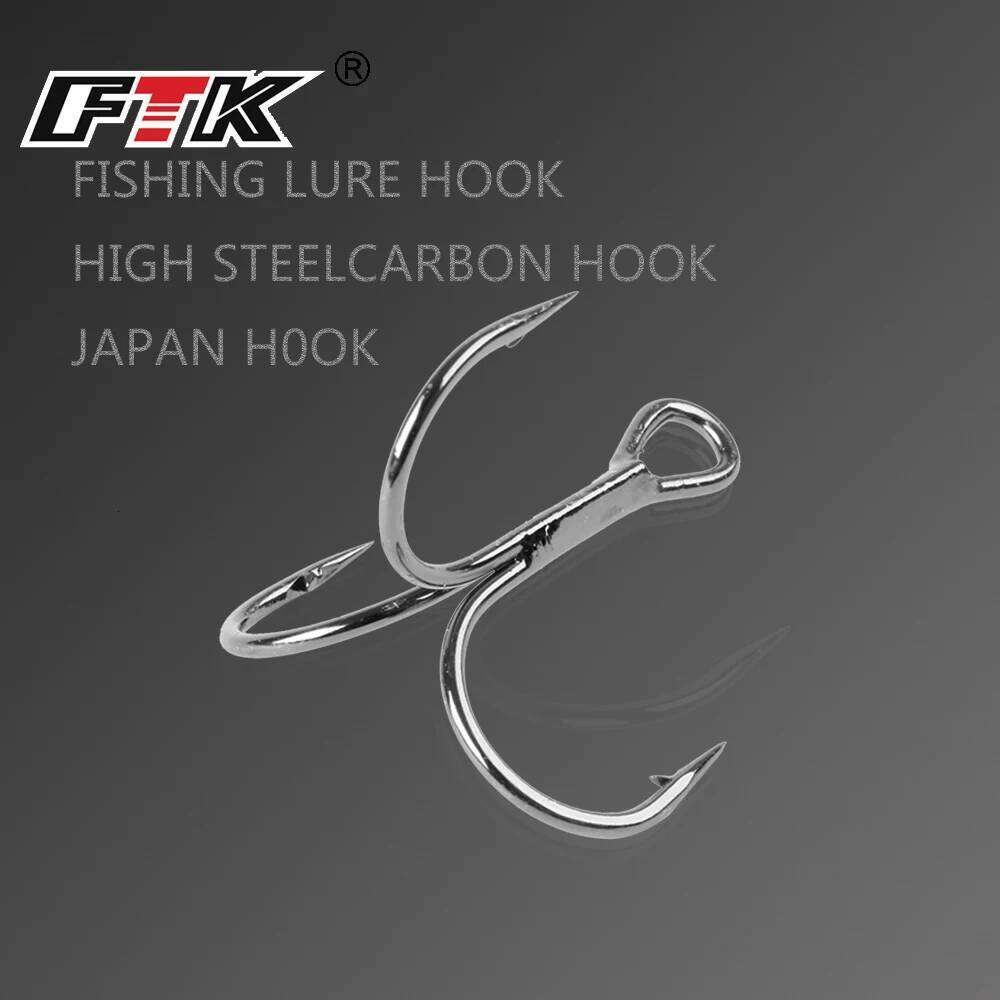 FTK Hook 10-20pcs High Carbon Treble Hooks Super Sharp solid size 3/0#-14# Triple Barbed Steel Fishing bass lure hook Z260128