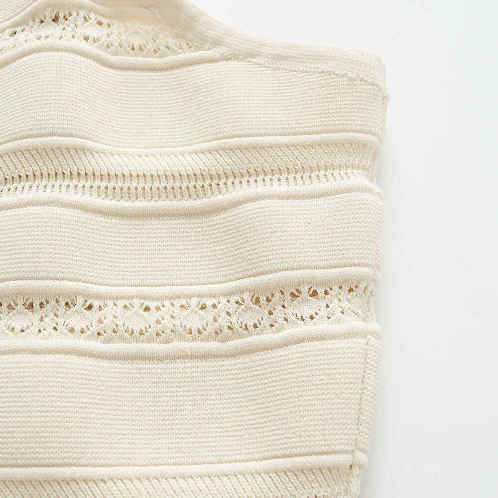 Summer 2026 new sexy hollow out pleated lace knitted vest long skirt for children