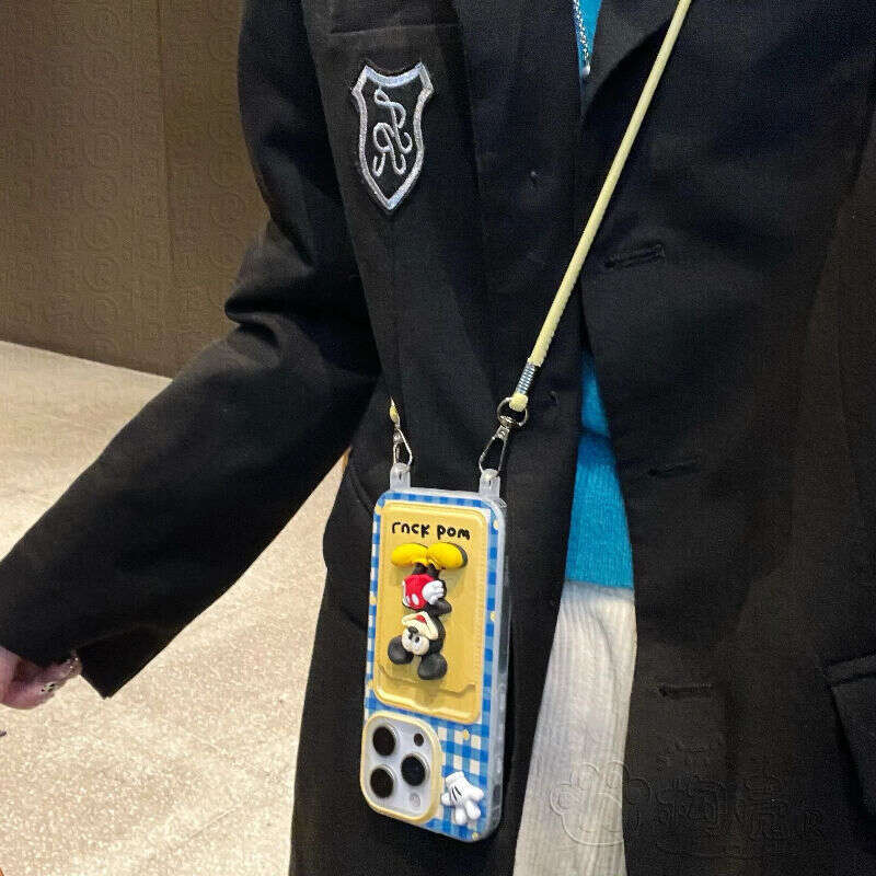 Mickey 16 Pro Max Phone 15 New 13 Women Apple 14 Soft Case iPhone 12 Crossbody S260128