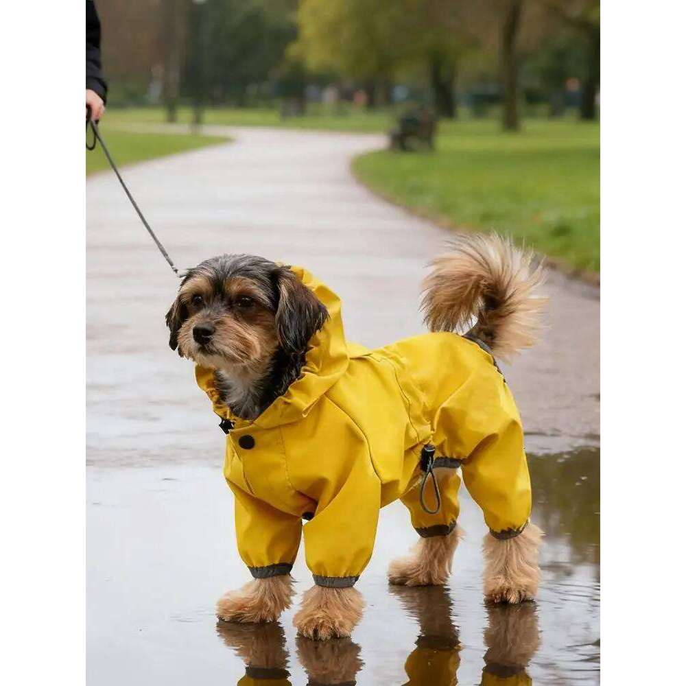 Waterproof Dog Raincoat High-Visibility Yellow Adjustable Jacket Lightweight Protection For Pets Rainy Snowy Day Walks & Outdoor XJ260127