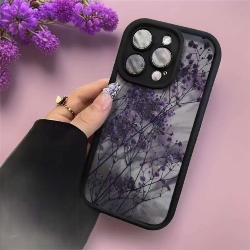 Purple Flower Case for Apple 17 Pro Max iPhone 16 Korean Japanese Ins 15 Cross-Border 14 European and American Style 13 S260128