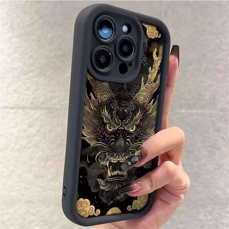 Domineering Xianglong Compatible with iPhone 16 Apple Phone Case 15 Max Matte 14 Pro Shockproof 13 Chinese Style 12 S260128