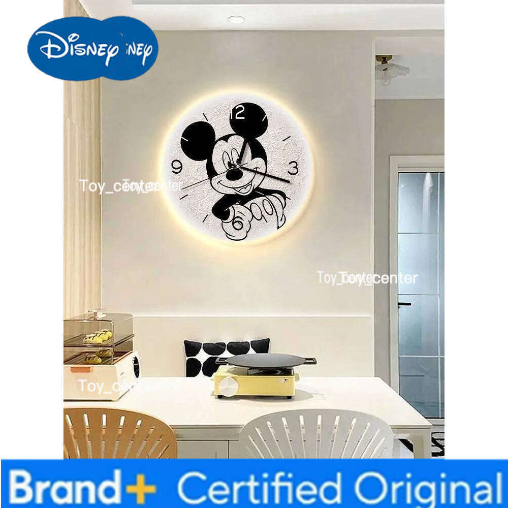 Disney Nordic Home Living Dining Room Decor Fashion Cartoon Mickey Wall Watch Creative Luminous Digital Clock Painting H260128