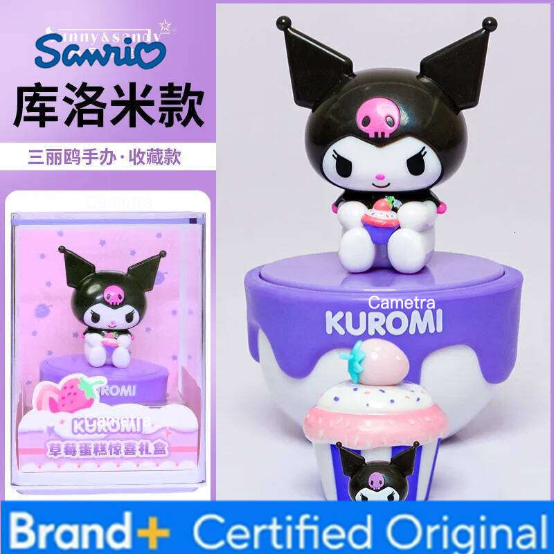 Sanrio Kawaii Figures Toy Strawberry Hello Kitty My Melody Kuromi Anime Model Ornaments Collection Toys Birthday Gifts H260128