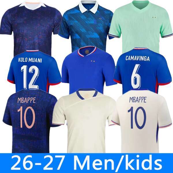 2026 French Soccer Jerseys BENZEMA MBAPPE GRIEZMANN SALIBA PAVARD Dembele 2025 Maillot De Foot Kids 25 26 27 Football Shirt men 1998 KOLO MUANI