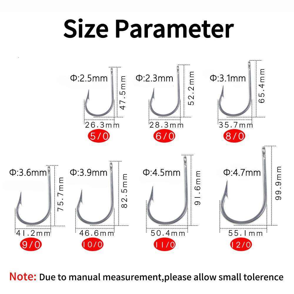 Ellllv 5/0 -13/0 Sea J Shape Hook Large Size Stainless Steel Fishhook for Chunking Jigging Tuna Shark Trolling Fishing Z260128