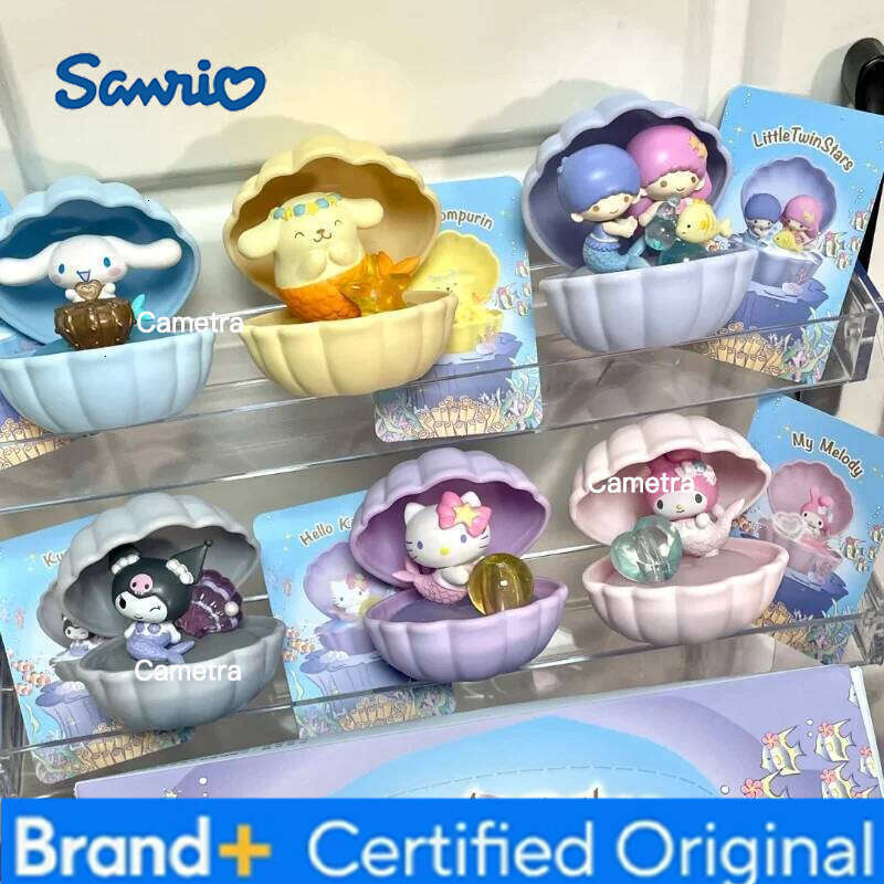 Sanrio Original Mermaid Shell Series Blind Kuromi Hellokitty Melody Kawaii Model Mystery Box Little Twin Star Lamp Kids Gift H260128