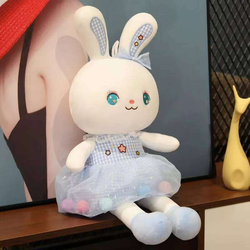 Cute skirt plush toy colorful soothing little white rabbit rag doll children's birthday gift Y260128