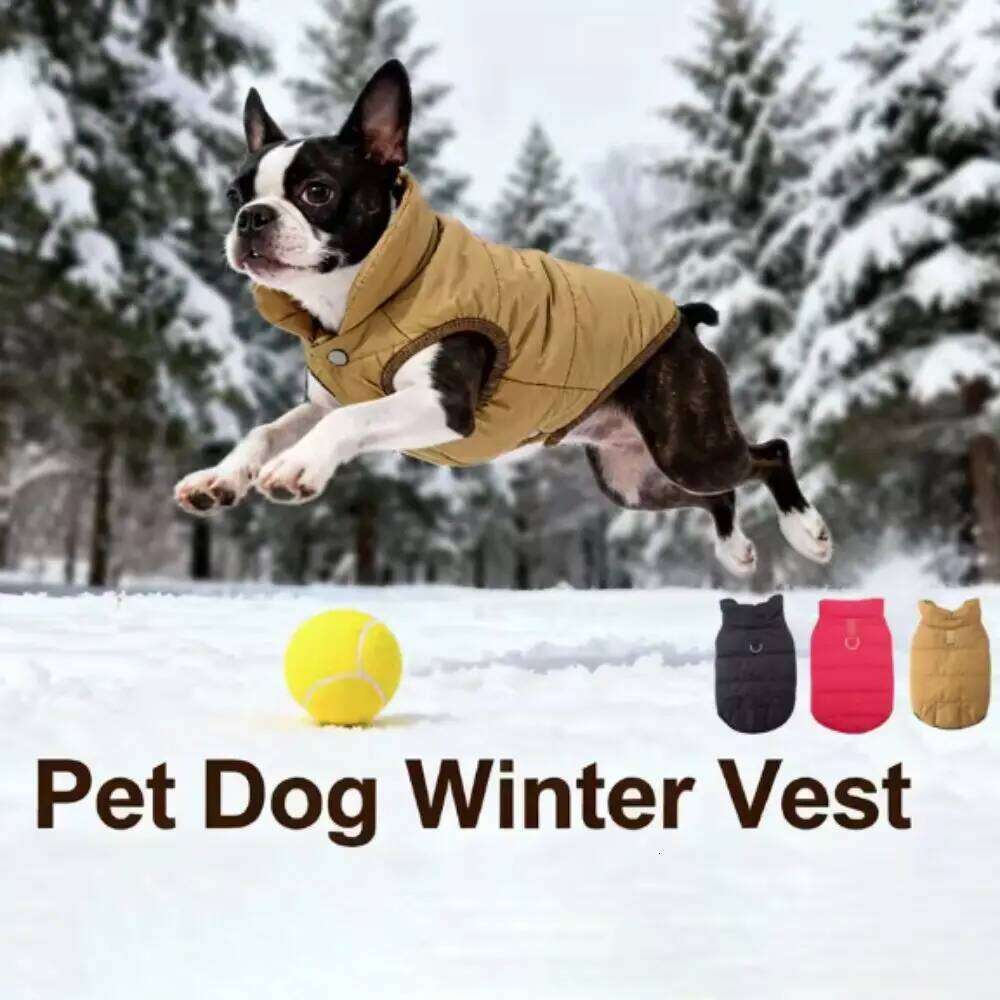 Pet Clothes Waterproof Winter Coat Fleece Thickened Cotton Jacket with D Shape Ring Warm Dog Vest Outdoor XJ260127